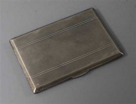 A modern sterling silver engine turned cigarette case, 12.5cm.